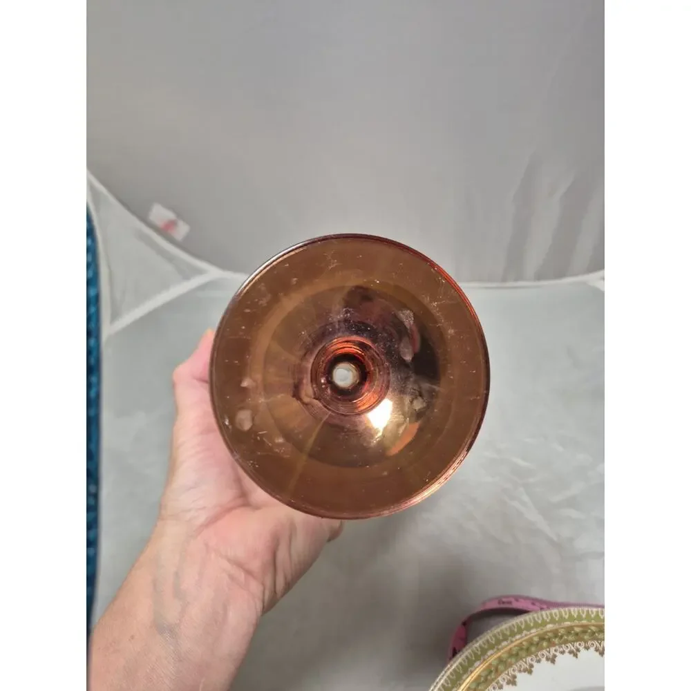 💥 Vintage Bohemia Czech Rose Flower Gold Gilded Floral Glass Wine Goblet